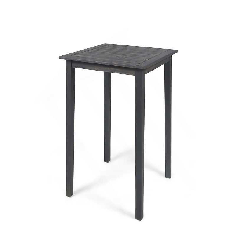 Outdoor Minimalist Acacia Wood Square Bar Table - Dark Gray, Dark Gray