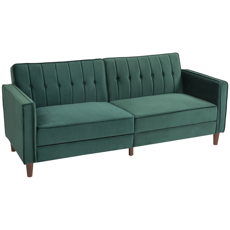 Azziah 2 Seater Velvet Sofa Bed, Green