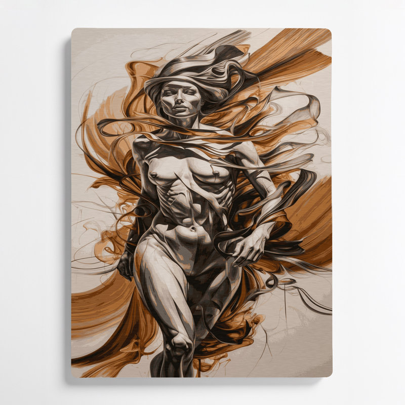 Art mural abstrait en métal beige 88, H 12 po x l 18 po