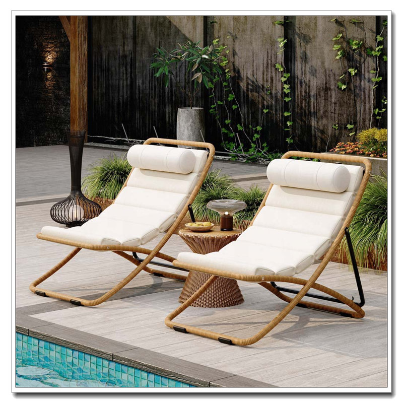 Chaise pliante d'extérieur 2 pièces, jaune