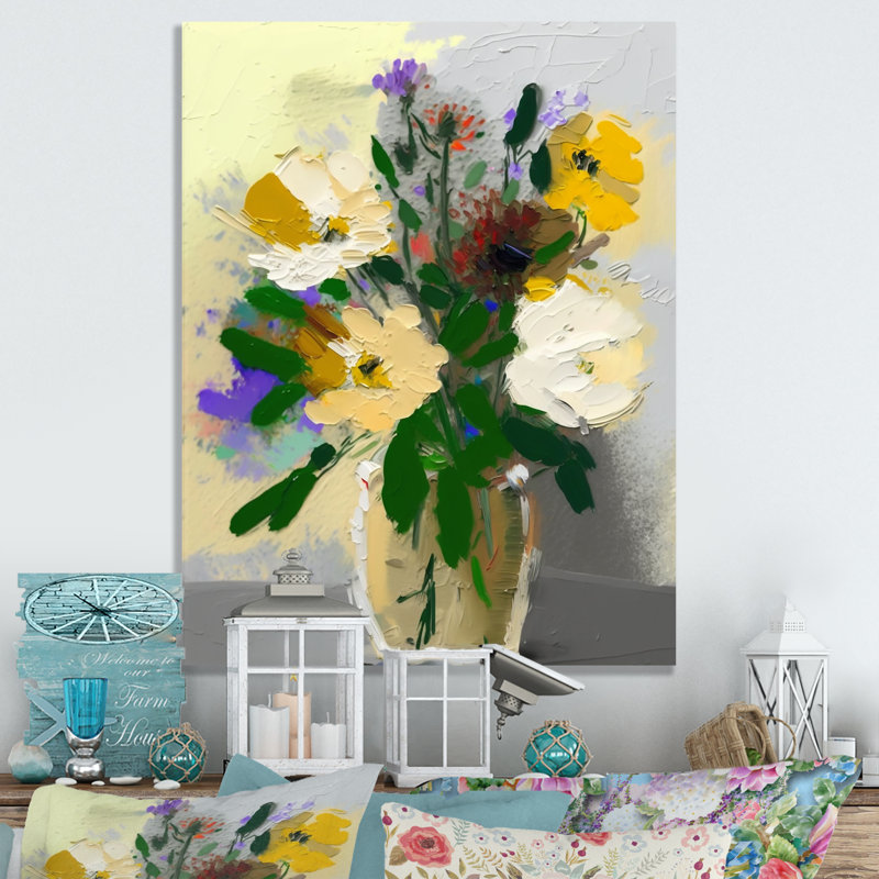 Nature morte avec fleurs blanches II - reproduction sur toile, H 40 po x l 30 po x P 1,5 po, Toile tendue