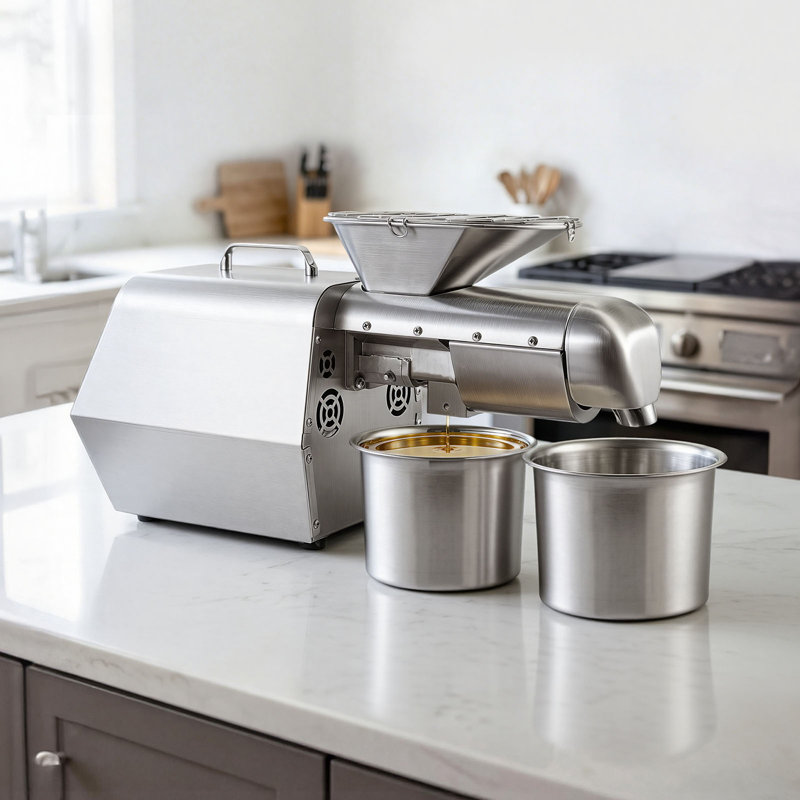 Presse à huile, capacité de 11 LBS / H, extracteur d'huile 1250W, machine à huile électrique automatique pour usage domestique, pressage à chaud de 122 5 à 572 ℉ pour les amandes de sésame et d'arachides