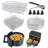 3-Layer Square Round Rectangle Air Fryer Rack Set Stainless Steel Dehydrator Rack with 4 Silicone