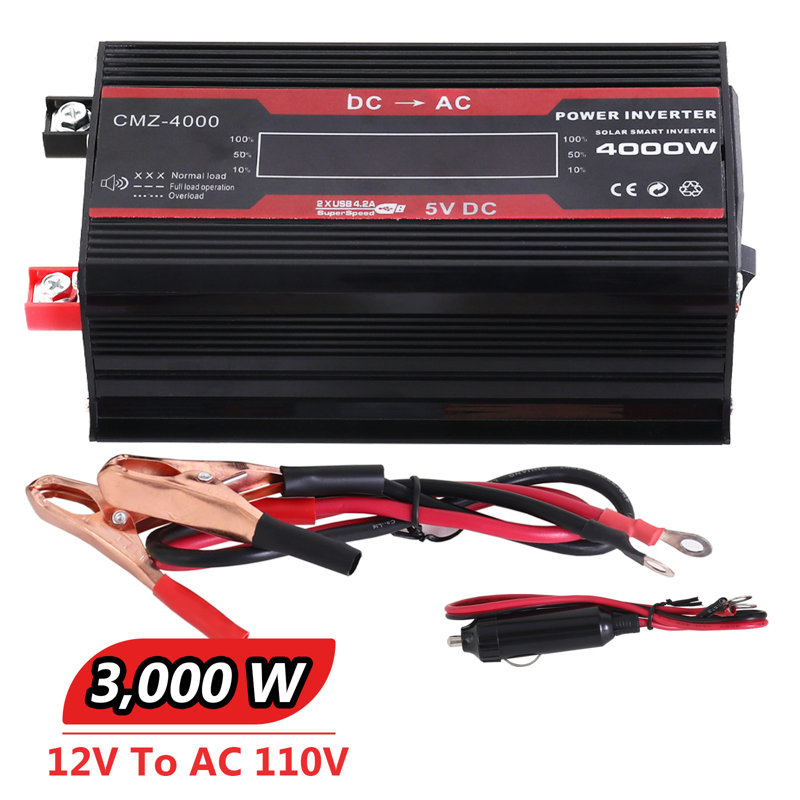 Onduleur haute puissance 4000W DC 12V à AC 110V avec 2 ports USB