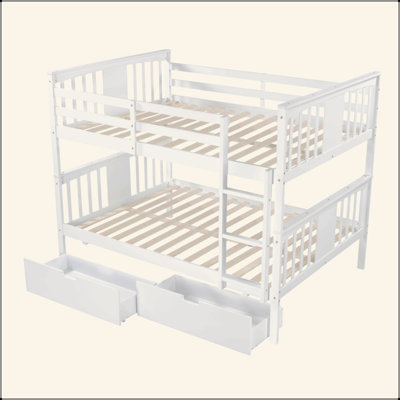 Bunk Bed With Drawers And Ladder For Bedroom, Guest Room Furniture