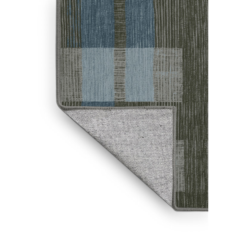 Machine Washable Checkered Gray Area Rug, Rectangle 7' x 10'