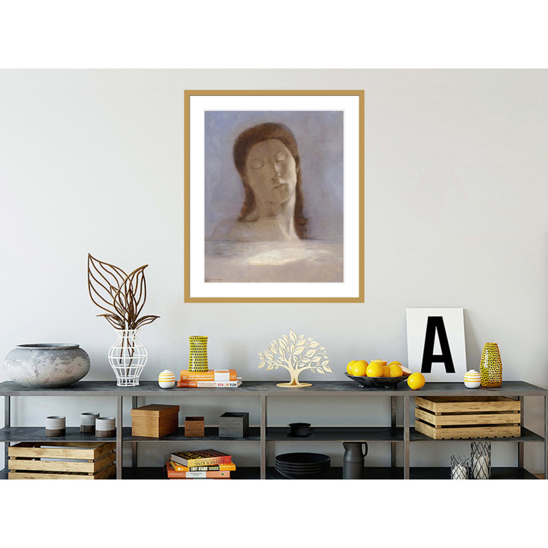 «Fermé les yeux» par Odilon Redon, impression giclée sur cadre, H 39,62 po x l 33,5 po