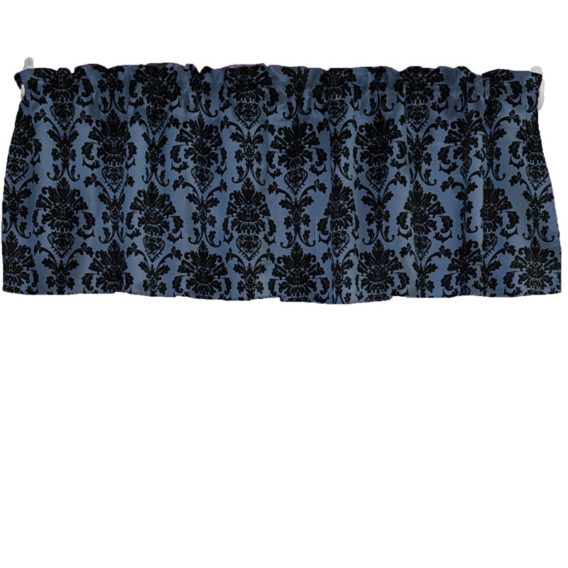 Cantonnière florale en damas 58 po, L 58 po x L 16 po, Bleu sarcelle foncé