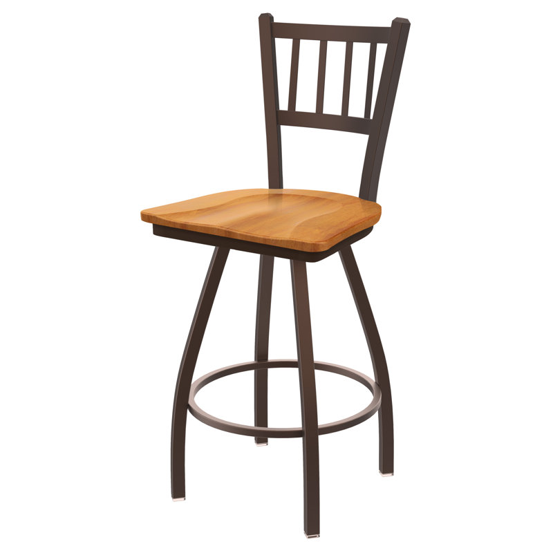 Nicolaie Swivel Counter Stool, Bronze, Medium Maple, Counter Stool (25” Seat Height)