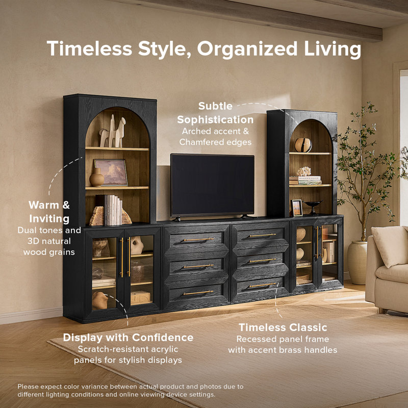 Danika 4 Piece Entertainment Center With Storage, Black