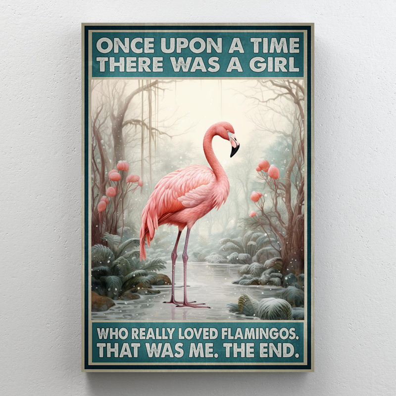 Qui a vraiment aimé les flamants roses - 1 pièce, reproduction d'art graphique sur toile tendue