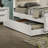Contemporary , Pearl White, Upholstered Bed, Led, Trundle, Design, Bedroom Modernization White Full Size Bed With Led On Headboard And Panel Exceptional Piece-83785486