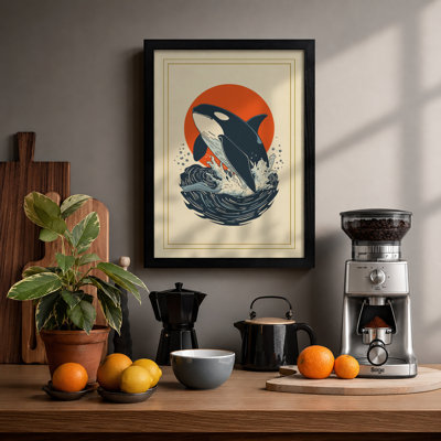 Breaching Orca Coastal - Framed Print