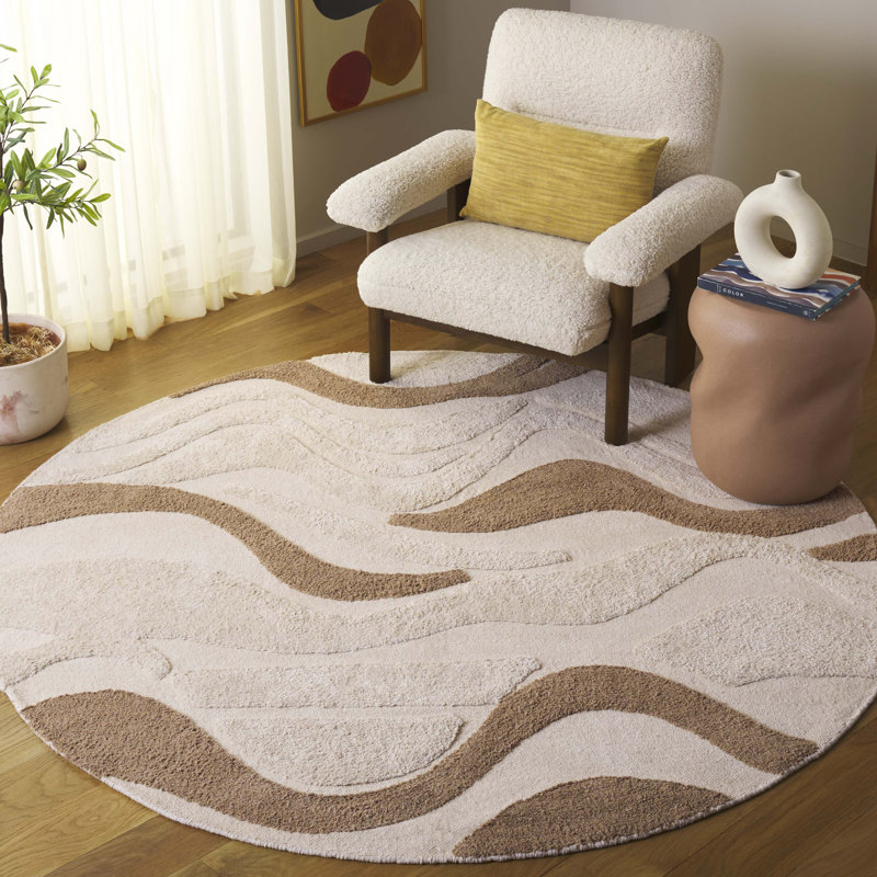Chrisna Handtufted Recycled Cotton Abstract Rug, Round 6'