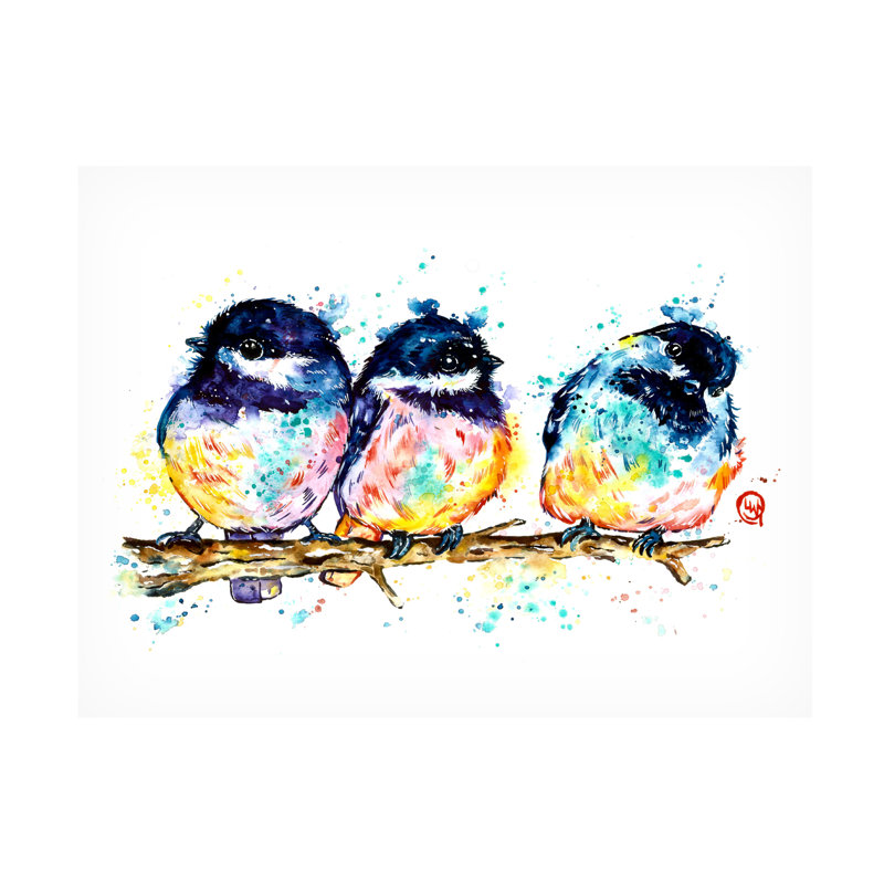 Lisa Whitehouse Chickadees, art sur toile, H 14 po x l 19 po