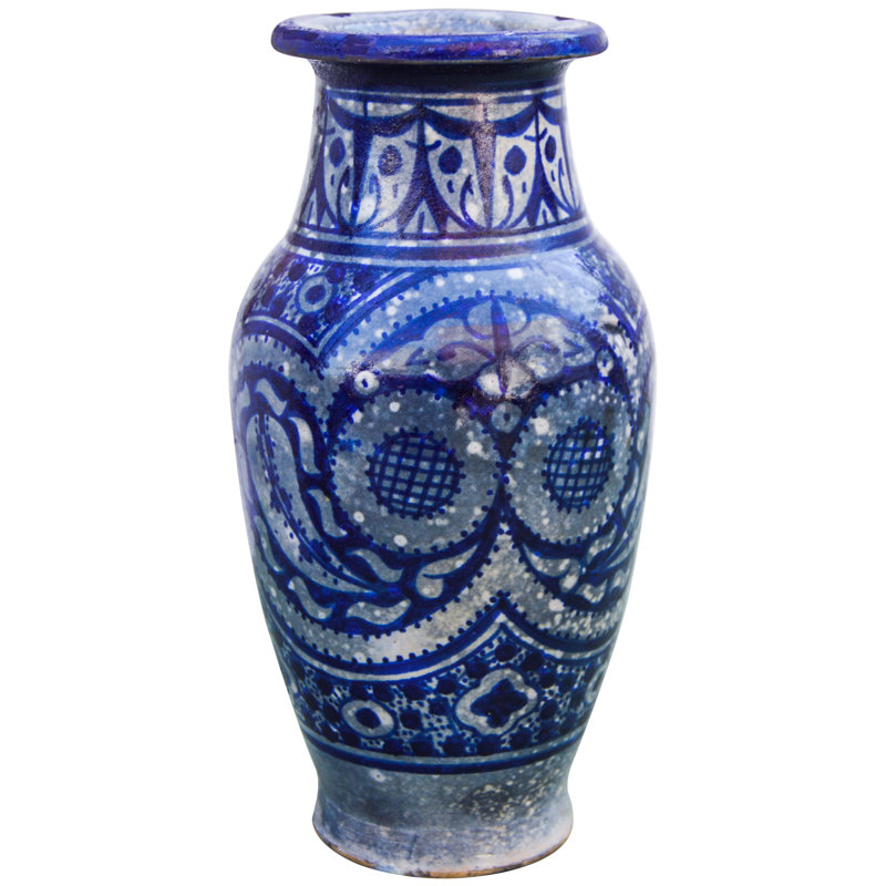 Indoor/Outdoor Ceramic Table Vase, Dark Blue