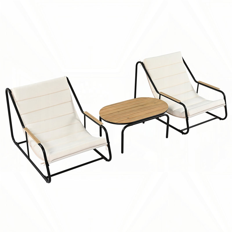 Ensemble de 3 chaises longues d'extérieur, Noir