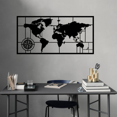 Elegant Black Decorative Metal Wall Accessory, 47.6 x 23.6 inches | 100% Metal, Thickness: 0.06 inches | Lightweight at 4.9 lbs, Easy to Hang | Perfect for Home Décor & Modern Aesthetics