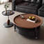 Ensemble de tables basses rondes en bois manufacturé brun et noir + bois massif