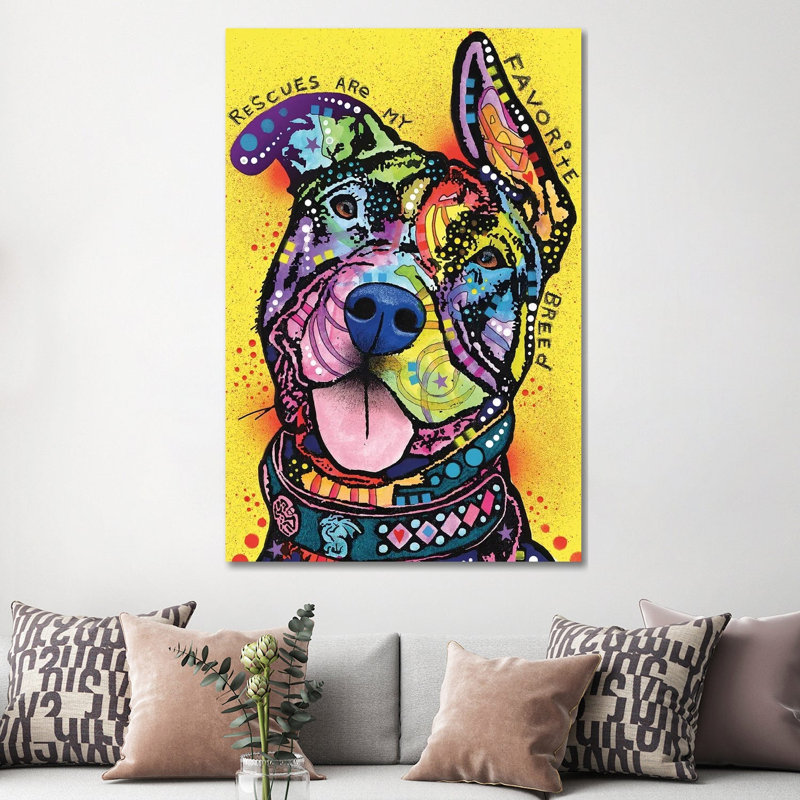 Rescues Are My Favourite Breed by Dean Russo - Print on Canvas, 152.5 cm H x 101.5 cm W x 3.175 cm D, Wrapped Canvas