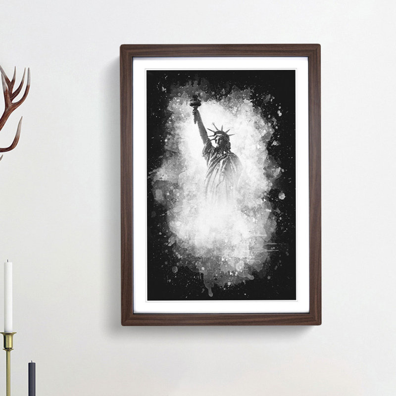 The Statue of Liberty in New York City - Framed Print, 63cm H x 45cm W x 2cm D, Walnut Framed