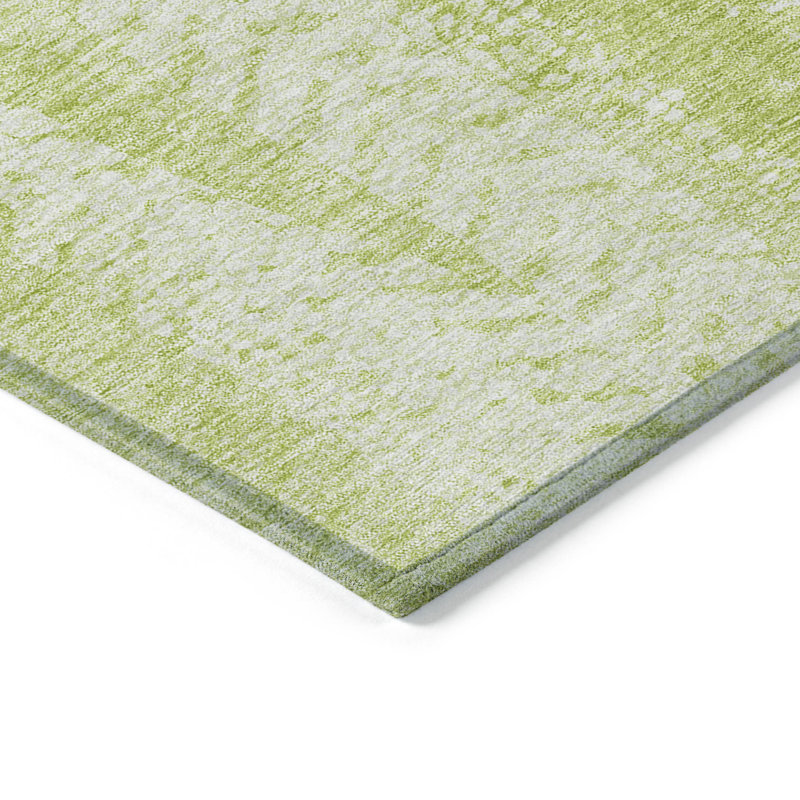 Tapis intérieur / extérieur 10 pi x 14 pi vert et ivoire à motif de feuilles botaniques