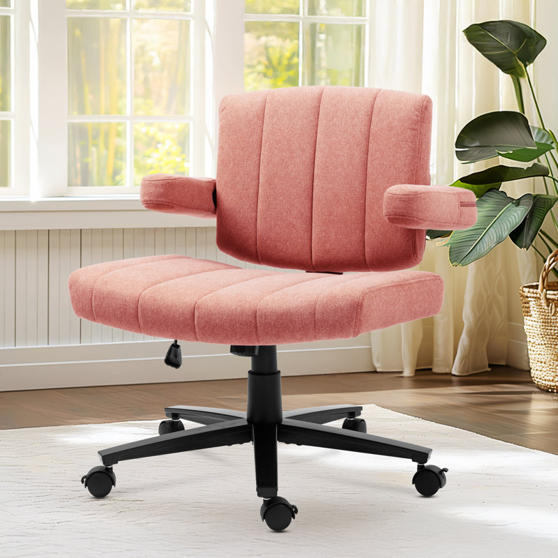 Chaises de bureau modernes et confortables, tissu rose foncé à hauteur réglable pour le travail à domicile