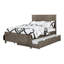 Lit double transitionnel avec lit gigogne gris chaud brossé au fil du bois et texture de grain de bois 1pc-129444235