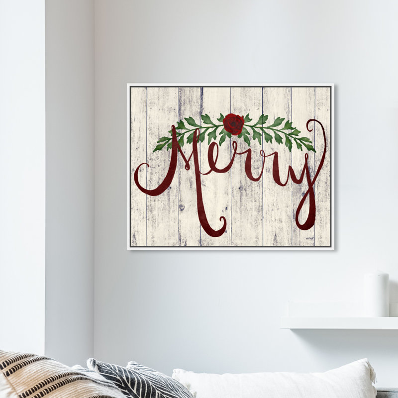 « merry », art textuel sur toile, Cadre flottant, H 20 po x l 24 po x P 1,5 po