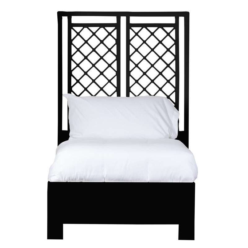 X & Diamond Low Profile Platform Bed, Black, Queen