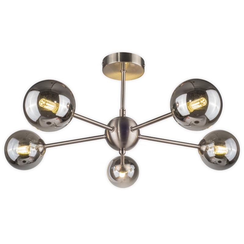 Andri Glass Semi Flush Mount, Satin/Chrome