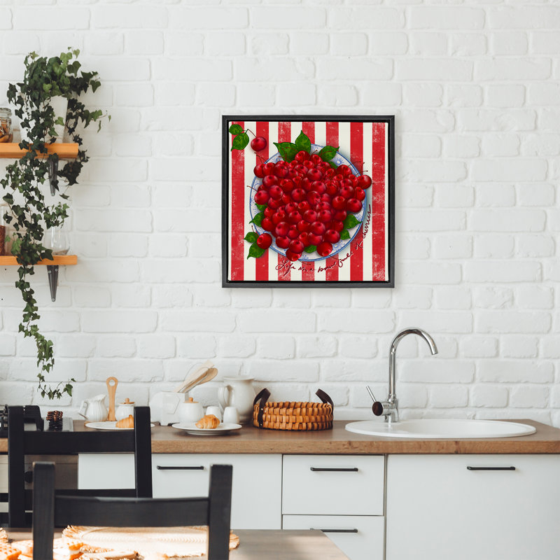 Cadre flottant Life Is Bowl of Cherries, design par Lori Mosley, H 25 po x l 25 po, Cadre flottant noir de jais