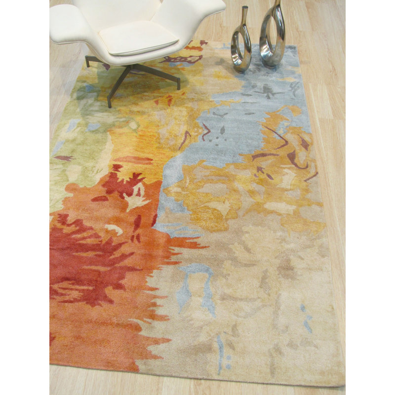 Callie Radiant Multicolor Hand Tufted Multicolored Contemporary Abstract Viscose Area Rug, Rectangle 7'9" x 9'9"