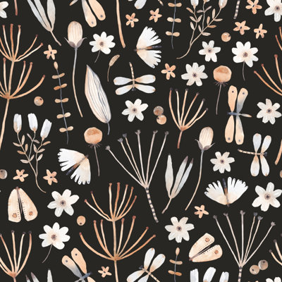 Botanical Nocturne Beauty of Wildflowers Removable Wallpaper