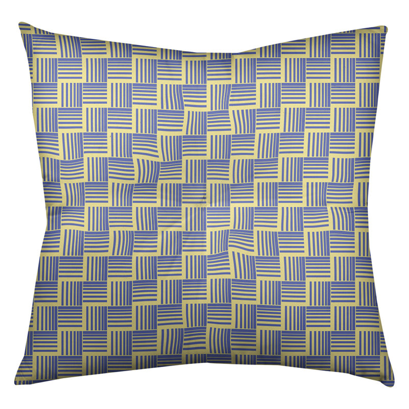 Coussin de sol classique à rayures Baskettressées, 26 po x 26 po, Jaune/bleu