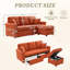 Canapé modulaire en L avec rangement escamotable, repose-pieds et coussins à 3 places avec chargement USB, porte-gobelet, conception convertible pour salon, appartement, tissu en velours côtelé-2064484403