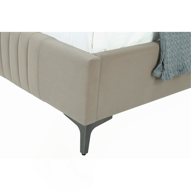Lit tapissier Promenade, Taupe, Lit simple