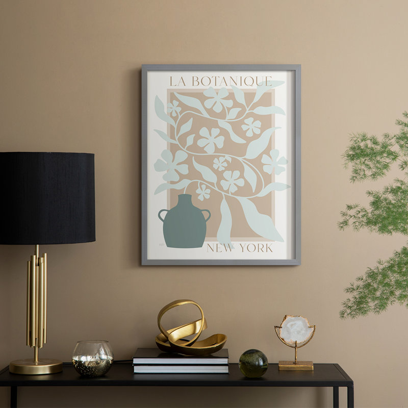 La Botanique Framed Print - Solid Wood, Gray, 21" H x 17" W