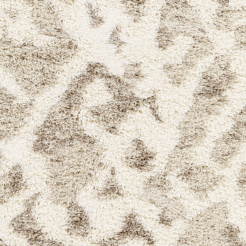 Beige Cream Modern Shaggy Rug, Abstract Stain Resistant Easy to Clean Rug For Living Room, Dining Room, Bedroom