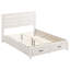 Très grand lit plateforme blanc côtier avec tête de lit à lattes et tiroirs, sensation de bois d'ingénierie, panneau de rangement de style chambre à coucher de style oriental, tête de lit, placage, décor