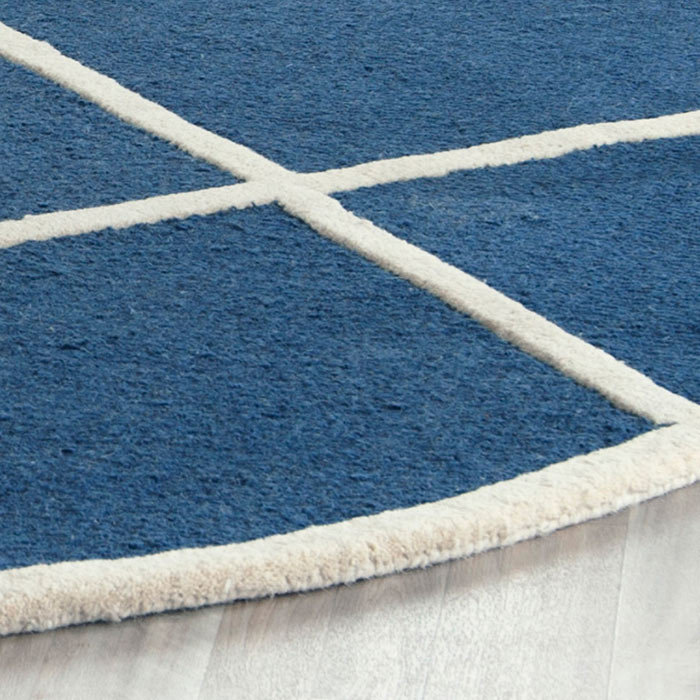 Deedgra Hand Tufted Wool Geometric Rug, Round 6'