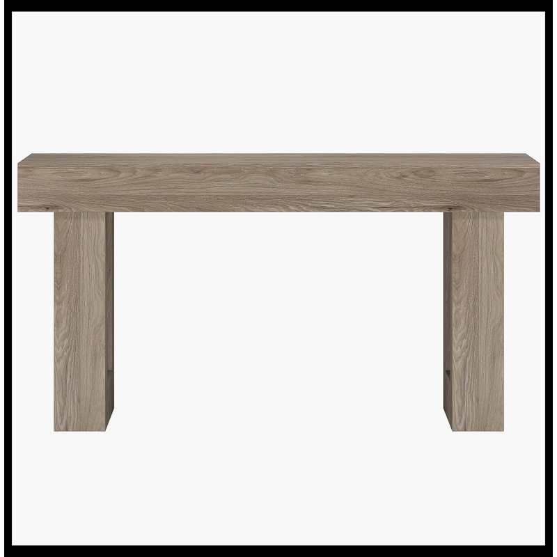 Wooden Sofa Table, 63-Inch Modern Console Table For Living Room, Gray
