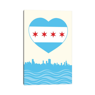 «Chicago Flag Heart», impression sur toile tendue