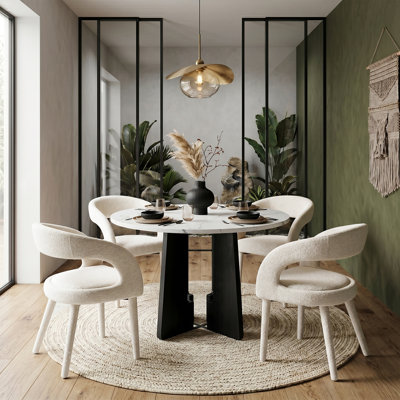 Ensemble de salle à manger 5 pièces avec 4 chaises rembourrées Donegan