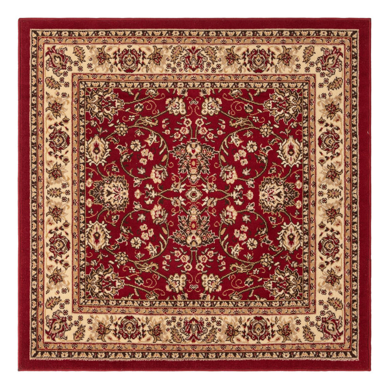 Tapis bourgogne Bhatari, Carré 5 pi, Burgundy