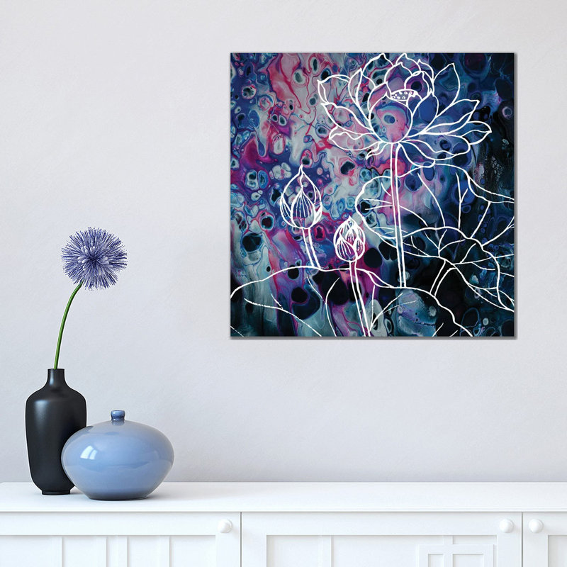 Flower Lotus in Abstraction 1 Piece Wrapped Canvas Wall Art, 45.72cm H x 45.72cm W x 1.91cm D
