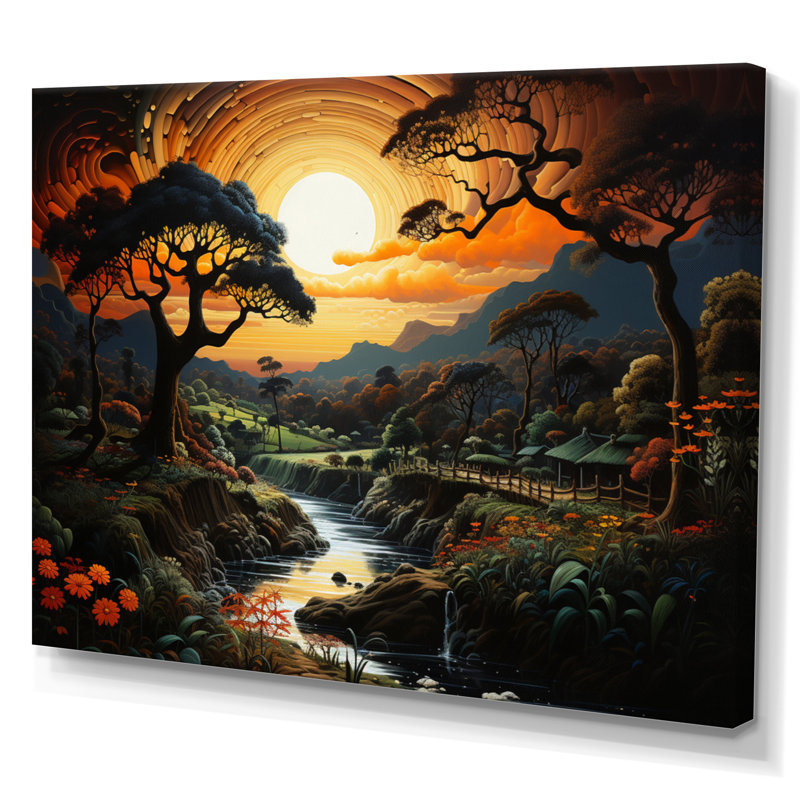 Mystic River Sunset Pastoral I, H 34 po x l 44 po x P 1,5 po, Toile tendue