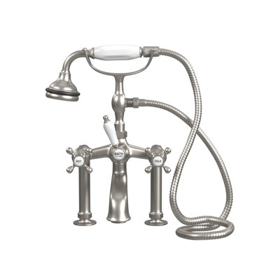 Garniture de robinet de baignoire sur pattes à deux poignées avec inverseur et douchette