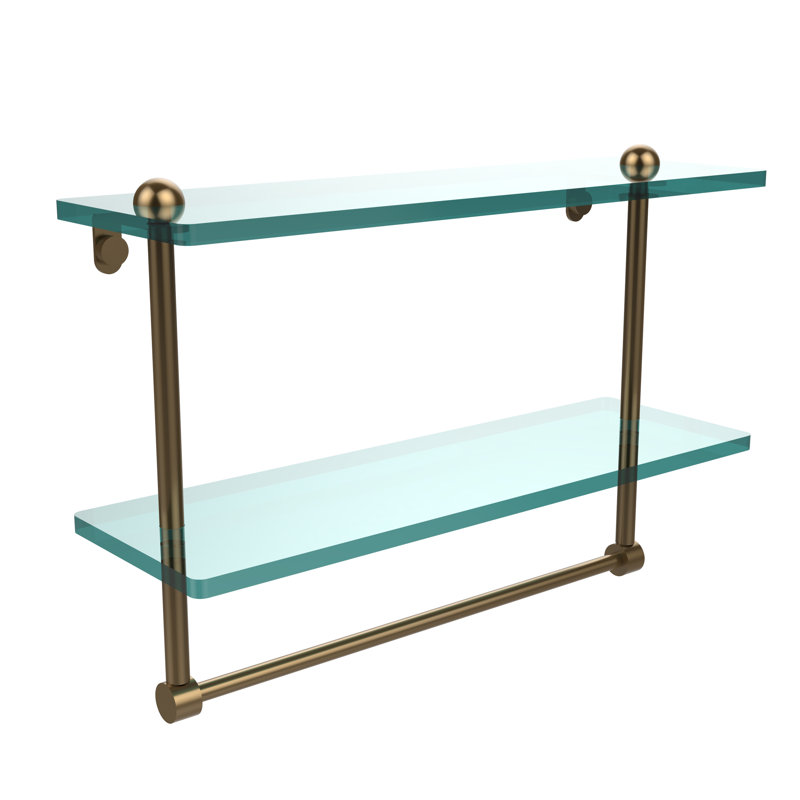 Gober 2 Piece Metal Tiered Shelf with Towel Bar, 16", Brushed Bronze
