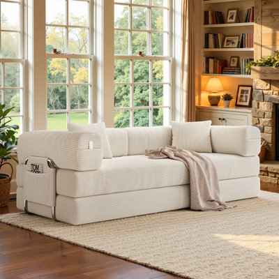 Canapé de salon Boneless, canapé-lit convertible avec ours en peluche, 2 coussins, design 5 en 1, canapé pour couple, canapé pour deux personnes à petit espace, convient aux grands et petits salons, chambres à coucher, bureaux, salons, appartements, Et les bureaux.